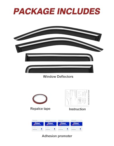 Outside-Mount Window Rain Guards Fit for 2005-2021 Nissan Frontier Crew Cab, Extra Durable Window Visors Wind Deflector Dark Smoke Vent Shades Car Tape-on with Thicker 4PCS - size: Fit for 2005-2021 Nissan Frontier Crew Cab