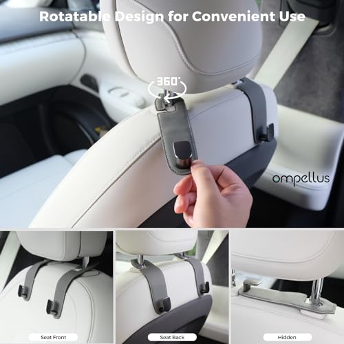 Car Headrest Hook, 2 Pack Leather Car Seat Hooks for Purses and Bags, Car Organization Accessories (Tan) - color: Tan