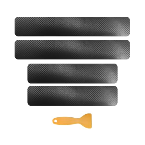 4 PCS Car Door Sill Protectors, 5D Carbon Fiber Anti-Scratch Auto Door Entry Guard Scuff Plate Cover, Waterproof Bumper Guard Threshold Cover Strips for Vehicle Front Rear Doors (Black, 5D) - color: Black, 5D