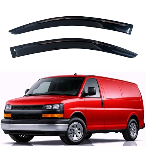 KPY Rain Guards Fit for 1996-2026 Chevrolet/Chevy Express Van, Out-Channel Window Visors Vent Wind Deflectors 2PC, Truck Accessories for 1996-2026 GMC Savana - size: 1996-2026 Express Van/Savana
