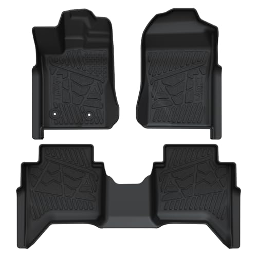 LASFIT Floor Mats for Ford Ranger 2026 2025 2024 SuperCrew Cab All Weather Truck Protector TPE Carpeted Floor Liners, Front and Rear Row, 3pc Black - style: 7) Ranger| 24-25 | 2Rows