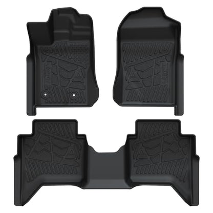 LASFIT Floor Mats for Ford Ranger 2026 2025 2024 SuperCrew Cab All Weather Truck Protector TPE Carpeted Floor Liners, Front and Rear Row, 3pc Black - style: 7) Ranger| 24-25 | 2Rows