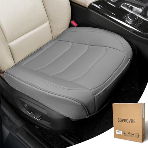 BOPUOVRE Car Seat Cover for Luxury & Comfort - PU Leather, Anti-Slip, Full Wrap Protection with Storage Pocket for Bottom Cushion - Universal Fit for 95% of Vehicles (Gray,1 Piece) - color: gray, size: 1 piece