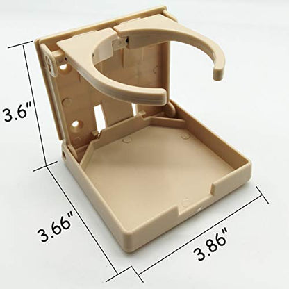 TIHOOD 2PCS Adjustable Folding Drink Holder with Screws/Adjustable Cup Holder for Marine/Boat/Caravan/Car (Beige) - color: Beige
