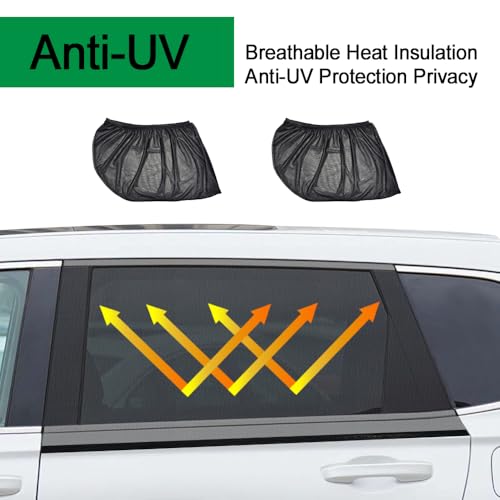 2PCS Car Window Shades, Car Window Covers, UV Protection Mesh Side Car Window Sun Shades, Automotive Window Accessories Stretchy Side Windows Car Shade Suitable for Vehicles (Rear Window)
