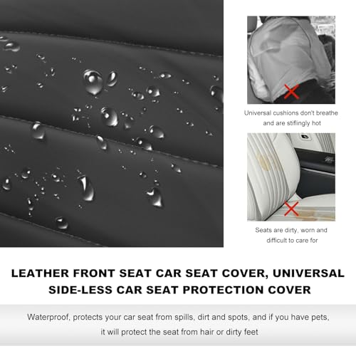 2 PCS Leather Front Car Seat Covers, Sideless Auto Seat Covers with Storage Pocket & Seatbelt Pads, Universal Waterproof Vehicle Seats Protectors for Most Front Seats (Black) - color: Black
