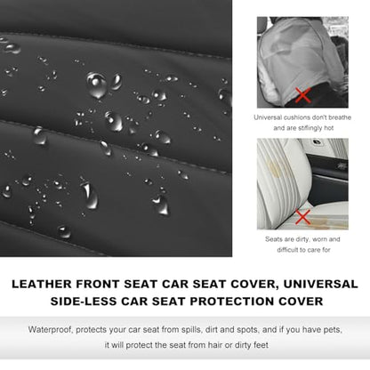 2 PCS Leather Front Car Seat Covers, Sideless Auto Seat Covers with Storage Pocket & Seatbelt Pads, Universal Waterproof Vehicle Seats Protectors for Most Front Seats (Black) - color: Black