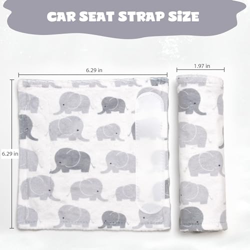 Car Seat Strap Covers for Babies Soft Car Seat Belt Covers, Mink Car Seat Straps Shoulder Pads for Boys and Girls, Grey - color: Grey