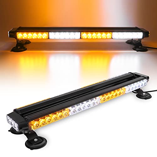 CUMART 26.5" 54 LED Automotive Rooftop Beacon Light Bar Double Side Emergency Warning Flash Strobe Snow Plow Light Traffic Advisor with Magnetic Base For Tow Work Truck Pickup Amber White - color: Amber/white/Amber, size: 26.5" 54LED