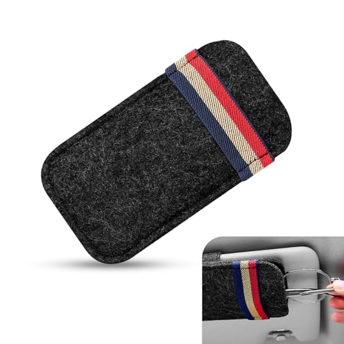 Pack-1 Car Sun Visor Sunglasses Storage Bag, 3.1" x 3.6" Soft Felt Anti-scratch Protective Bag, Multi-function Organizer for Card Pen Invoice, Universal for Car Sun Visor Accessory (Black) - color: Black