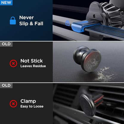 LISEN Magnetic Phone Holder for Car, Car Phone Holder Magnetic with Upgraded Clip & Ultra 6 Strong Magnets, Magnetic Car Phone Mount Magnet for Car Automobile Cradles, Soporte de Telefono para carro - color: Black