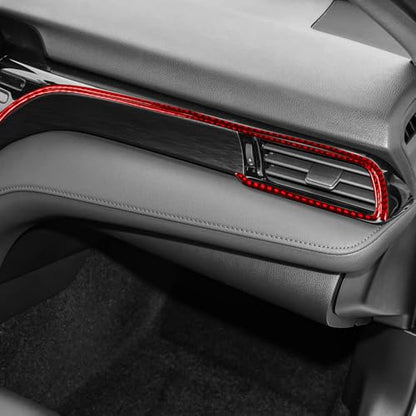 Real Red Carbon Fiber Compatible with Toyota Camry 2018-2024 Accessories Car Front Row Left Right A/C Vents Kit Cover Interior Trim Sticker Decal 6PCS - color: A/C Vent Kit
