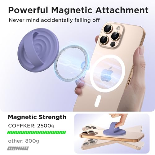 Magnetic Phone Grip Ring Holder, Liquid Silicone Magnet Cell Phone Grip Finger Loop, Compatible with Magsafe, Back of Phone for iPhone 17/16/15/14/13/12 Series, Lavender - color: Lavender