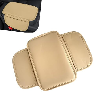 Soft Leather Car Center Console Cover, 8.66" x 11.42" Waterproof Armrest Pad with 2 Storage Bags, Scratch Resistant Middle Console Protector, Universal for Car SUV Truck Sedan (Beige) - color: Beige