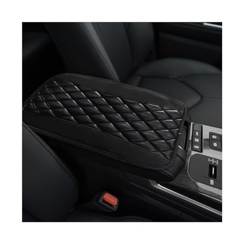 KVAEY Car Center Console Cushion Pad, 12.6 × 7.48 Inches Waterproof Car Armrest Seat Box Cover, PU Leather Armrest Cover Protector for Most Vehicle, Universal Car Interior Accessories (Black) - color: Black