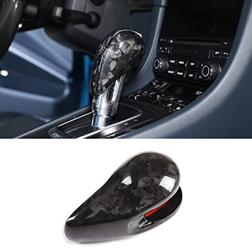 Fit for Porsche Macan Panamera Cayman 911 718 Boxster 2009-2020 Real Carbon Fiber Interior Gear Shift Head Cover Knob Trim Car Interior Accessories (Forged Carbon) - color: Forged carbon