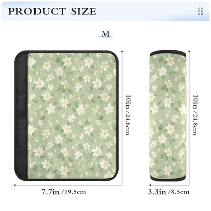 2 PCS Soft Auto Seat Belt Cover Seatbelt Cushions Shoulder Pad Compatible with All Cars and Backpack Pale Green and Yellow Flowers Medium