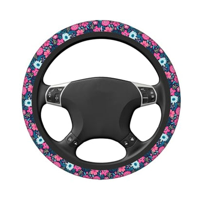 Colorful Flower Elastic Floral Steering Wheel Cover Universal 15 Inch - color: 7