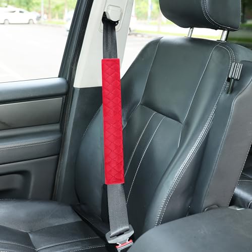Amooca Soft Automotive Seat Belt Cover Seatbelt Shoulder Pad Neck Protector Cushions Universal Fit SUV Trucks Backpack Red Extra Long 15.7in - color: Red, size: 15.7in-1pc