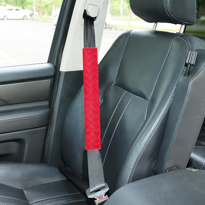 Amooca Soft Automotive Seat Belt Cover Seatbelt Shoulder Pad Neck Protector Cushions Universal Fit SUV Trucks Backpack Red Extra Long 15.7in - color: Red, size: 15.7in-1pc