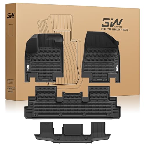 3W Floor Mats for Nissan Pathfinder 2022 2023 2024 2025 2026 (Only fit 7 Passenger Models), 3 Rows,TPE All Weather Protection Car Floor Liners Accessory,Black - size: 5.Pathfinder|22-25|Floor Mats (7 Passenger)