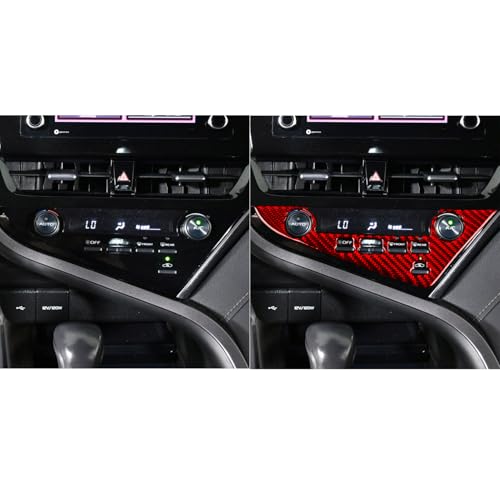 Super Glossy Red Durable Real Carbon Fiber Compatible with Toyota Camry 2018-2023 Accessories Car Center Console Climate Control Panel Cover Interior Trim Sticker Decal 1PC -B - color: Climate Control Panel -B