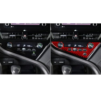Super Glossy Red Durable Real Carbon Fiber Compatible with Toyota Camry 2018-2023 Accessories Car Center Console Climate Control Panel Cover Interior Trim Sticker Decal 1PC -B - color: Climate Control Panel -B