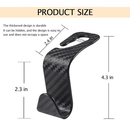 Car Seat Headrest Hook Universal Car Seat Hook Storage Rack S-Shape Plaid Black 4-Pack