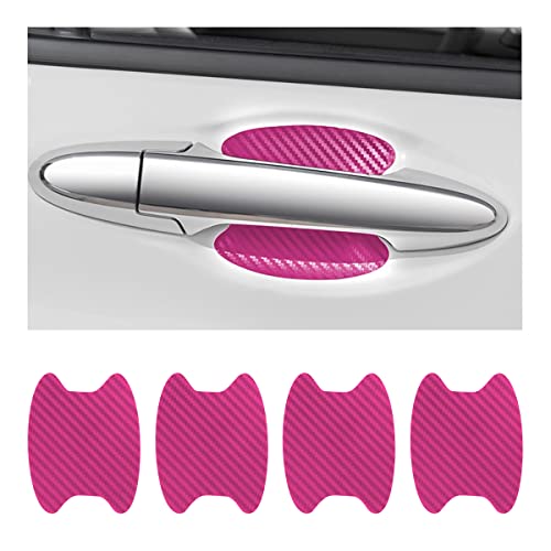 XINLIYA 4PCS Door Handle Protector Sticker, Universal Carbon Fiber Anti-Scratches Auto Door Handle Protective Film, Side Paint Cover Guard Stickers Fit for Most Handles (Pink) - color: Purple