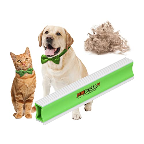 FurDozer Pet Hair Remover & Auto Detailing Tools - Cat & Dog Hair Remover for Carpets, Car Interiors, Couches, Bedding, & Pet Furniture (Green, X3 MEGA - 10" Long) - color: Green, size: X3 MEGA - 10" Long