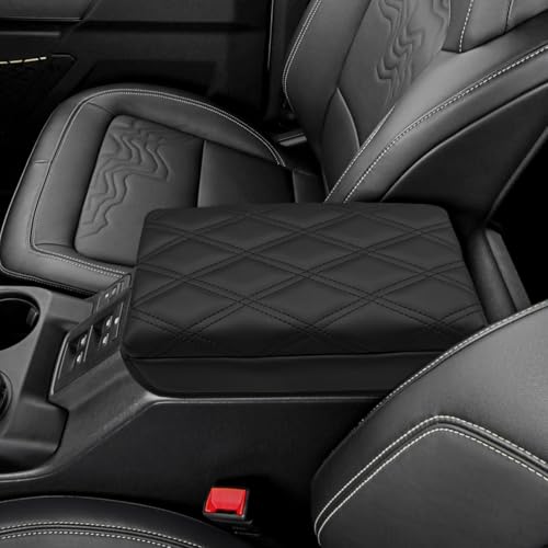 Zxiaochun Center Console Cover Compatible with Ford Bronco 2021 2022 2023 2024 2025 2026 2/4-Door, Armrest Lid Leather Protector Interior Accessories, Black - size: Black
