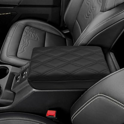 Zxiaochun Center Console Cover Compatible with Ford Bronco 2021 2022 2023 2024 2025 2026 2/4-Door, Armrest Lid Leather Protector Interior Accessories, Black - size: Black