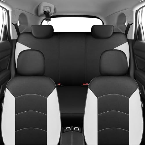 HChengkikz Car Seat Covers Full Set, Waterproof Neoprene Car Seat Covers, Airbag Compatible, All Season Protection Universal Fit Most Cars, Trucks, SUVs (Black + White) - color: Black White, size: Full Set