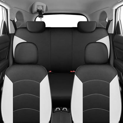 HChengkikz Car Seat Covers Full Set, Waterproof Neoprene Car Seat Covers, Airbag Compatible, All Season Protection Universal Fit Most Cars, Trucks, SUVs (Black + White) - color: Black White, size: Full Set
