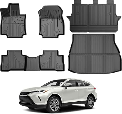 AOMSAZTO Floor Mats Compatible with Toyota Venza 2021-2025 & Toyota Rav4 2019-2025 (Include Hybrid) Full Set All Weather Floor Liners for Rav4 Accessories 2025 2024-2019 TPE Balck Protector Cargo Mat - style: 2021-2025 | For Toyota Venza & 2019-2025 Toyot