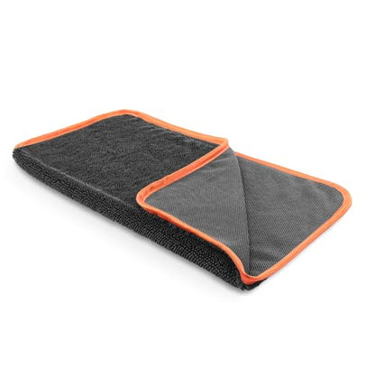 SPTA Microfiber Car Drying Towels, Cleaning Cloth Towels, Twist Pile Rapid Drying Orange Edge Car Microfiber Towels for Car Detailing, Pack of 3, 16.5 x 16.5 Inch, 600 GSM, Gray-MT040
