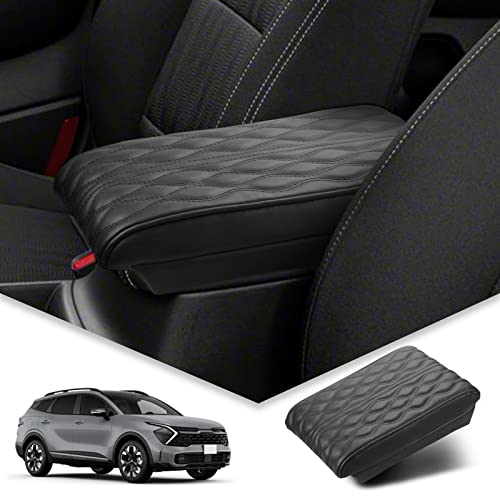 BIBIBO [Upgraded for 2025 2026 Kia Sportage Console Armrest Cover 2023-2025 2026 Kia Sportage NQ5 Console Lid,2023 Sportage Arm Rest Pad Cover Protector,2025 Kia Sportage Accessories Armrest Cushion - color: Black-for 2023-2026 Sportage