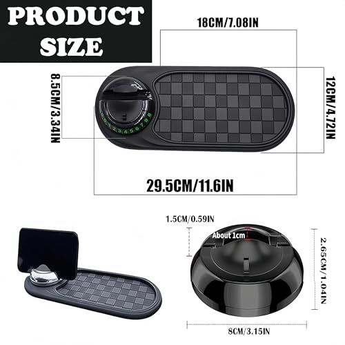 Multifunction Car Anti-Slip Mat, 2026 Upgraded Rotatable Anti Skid Car Dashboard Pad with Temporary Parking Numbe, Car Accessories for Phones Sunglasses Keys Gadgets (Brown) - color: Brown