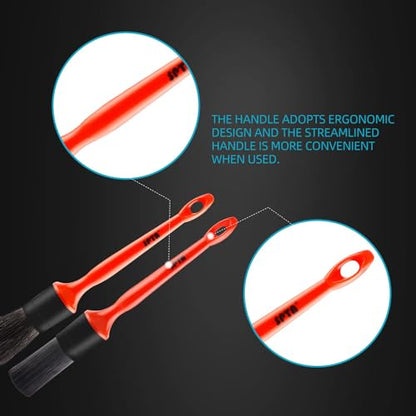 SPTA Car Detailing Brush Kit - 6 Pack, Auto Boar Hair Detail Brush Set Automotive Interior Exterior No Scratch Microfiber Detailing Brushes for Cleaning Air Vents, Engine Bays, Dashboard and Wheels - color: Car Detail Brush Set 6