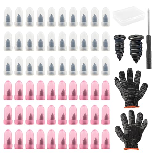 Tire Repair Plugs 60PCS, Screw Type Emergency Puncture Repair Kit with Screwdriver and Gloves for Car Truck Motorcycle Tubeless Tires