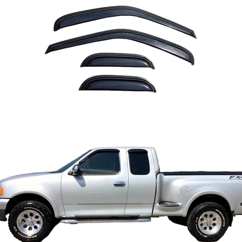 Tape On Window Visors Compatible with 1997-2003 Ford F-150,1997-1999 F-250 Super/Extended Cab, Side Vent Window Deflector Rain Guard Shade,Truck Accessories-4pcs - size: For Ford F-150 Super/Extended Cab 1997-2003