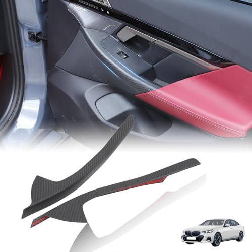 Car Interior Door Handle Panel Cover Trim Compatible with BMW 5 Series G60 i5 2024 2025 2026 Dry Carbon Fiber Driver&Passenger Side Window Switch Armrest Panel Exterior Trim Accessories (Matte Black) - color: Matte Black