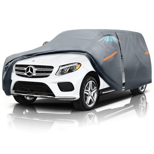 Waterproof Mercedes-Benz GLE350 GLE400 GLE450 GLE43 GLE53 GLE63(2015-2026) Car Cover with Breathable Vents, [2025 Upgrade] Premium Covers with Cotton Liner and Zipper Door,Sun Rain Snow Protection. - color: SUV Car Cover, size: Custom Fit Benz GLE-Class+T