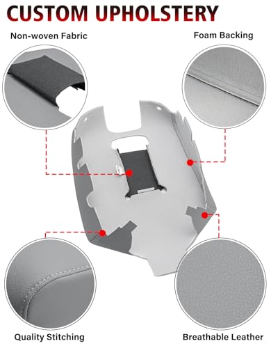 KBH Center Console Armrest Cover Replacement for Chevrolet Silverado & GMC Sierra 1500 2500 3500 2014-2018, Vinyl Leather Upholstery, Anti-Scratch, Split Bench Jump Seat (Dark Ash Gray) - color: Dark Gray, size: Jump Seat Console, Silverado Sierra 2014-20