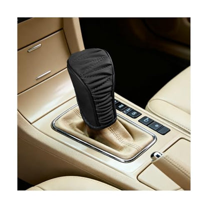 Zpana Car Gear Shift Knob Cover, Leather Automatic Vehicle Shifter Knob Protector, Anti-Slip Auto Interior Gear Stick Lever Handle Protection Cover, Universal for SUV, Sedan, Truck (Black) - color: Black