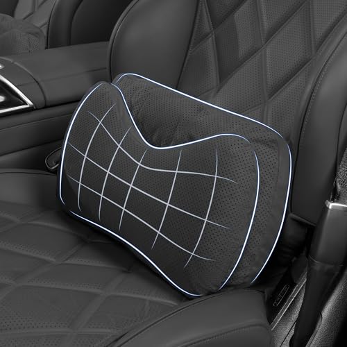 Lumbar Support Pillow for Car, Comfortable Back Support for Driving Seat, Back Pain Relief for Car Seat, Ergonomic Back Cushion for Cars, SUVs and Office (Black) - color: Black