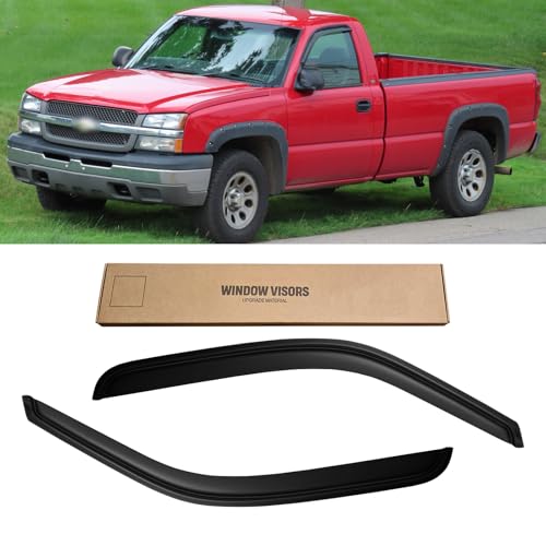 Window Visors for 1999-2007 Chevy Silverado & Sierra 1500/2500, Rain Guards Vent Shield Shade Deflector Dark Smoke 2001-2007 Silverado & Sierra 3500 Standard/Regular Cab, 2PCS, Tape-On - style: For 1999-2007 | Silverado/ Sierra | Standard Cab | Out-Channe