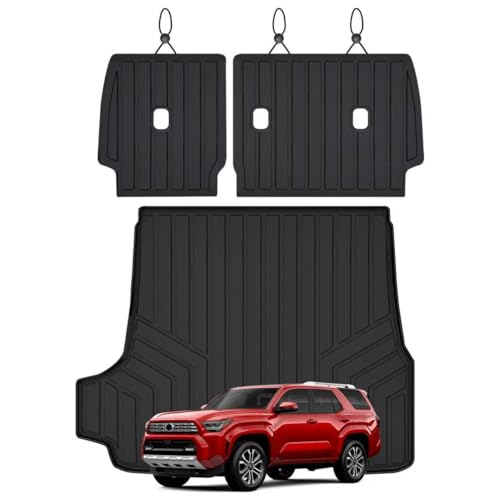 Trunk Mat for 2025 Toyota 4Runner Gas（Non Hybrid EV & i-Force MAX） 5-Seater All Weather Protection TPE Rubber Trunk Liner - Velcro Backrest Protector for Cargo Liners Accessoriess Odorless Anti-Slip - size: For 2025 4runner 2-ni-1 cargo mat