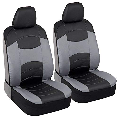 BDK Soft & Smooth Leatherette Sideless Front Car Seat Covers Fit for Car SUV Van (Black & Gray)- Easy Installation Cover - color: Black & Slate Gray