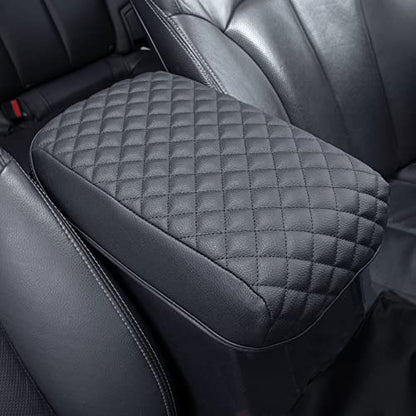 JKCOVER Center Console Armrest Cover Compatible with Toyota 4Runner 2010-2022 2023 2024 Truck Accessories Premium PU Leather Cushion Protector (Black)